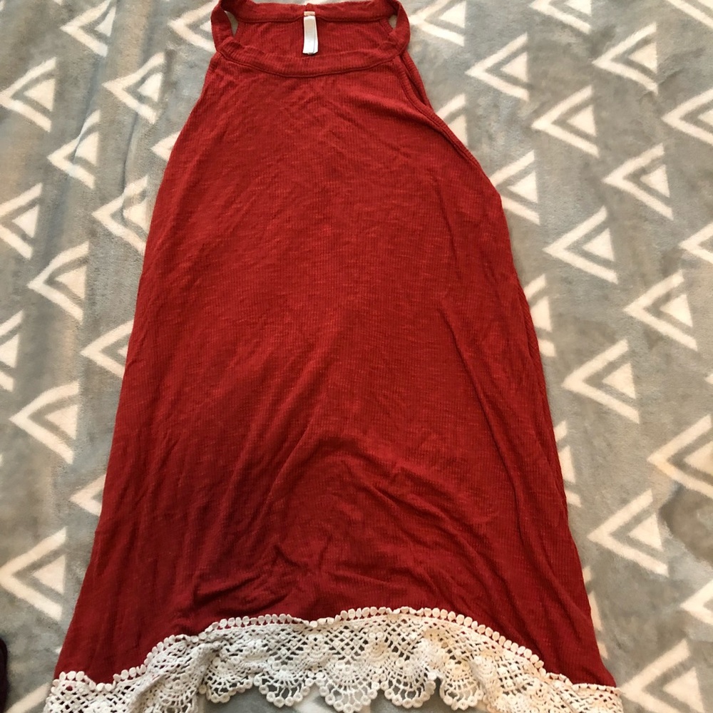 High neck burnt orange long tank